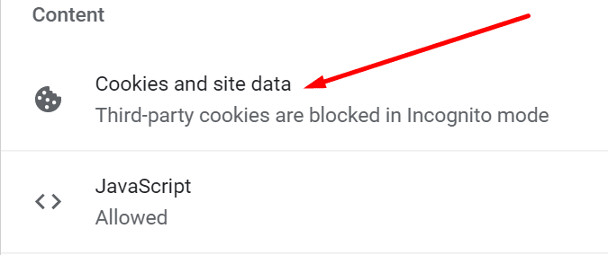 cookies and site data google chrome