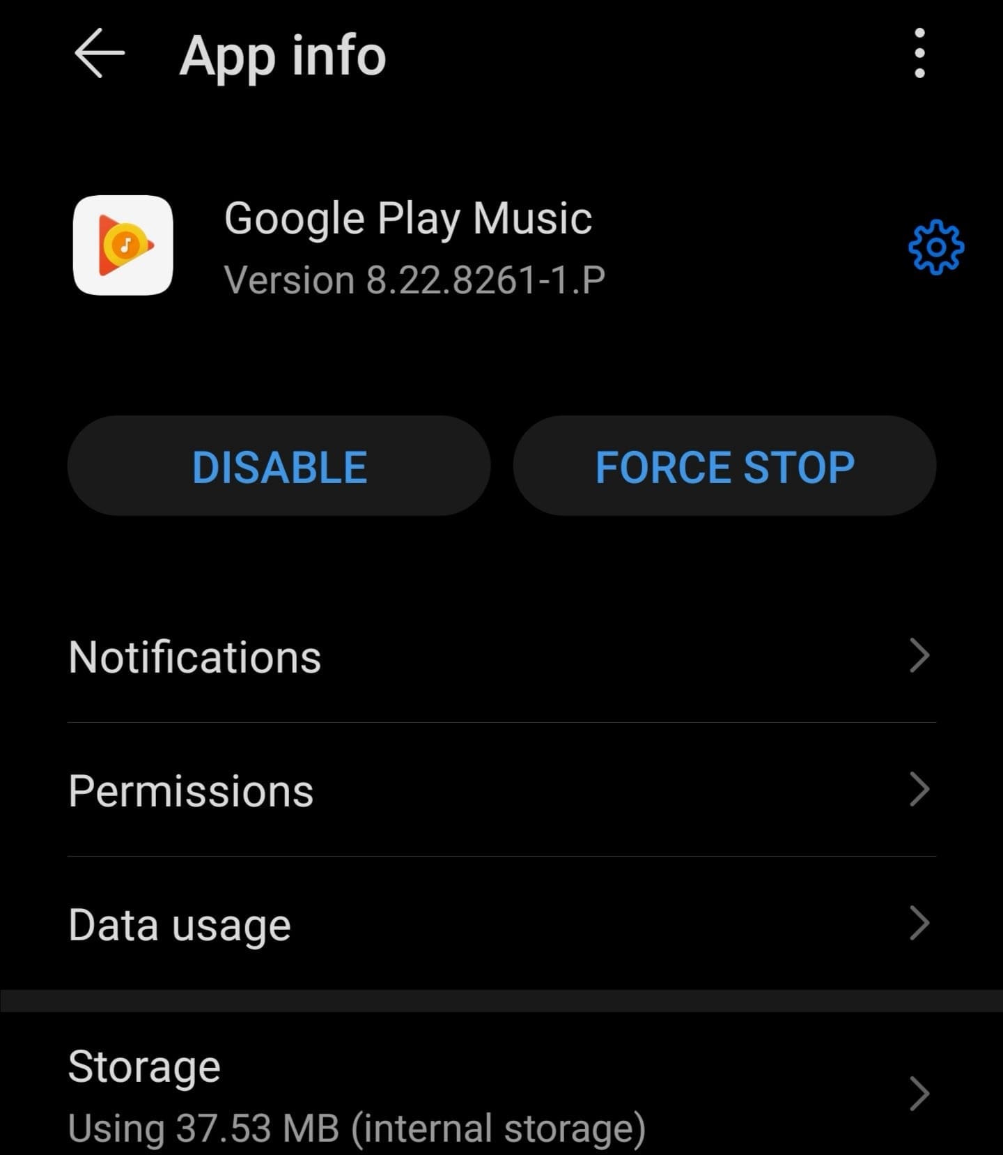 force stop google play music