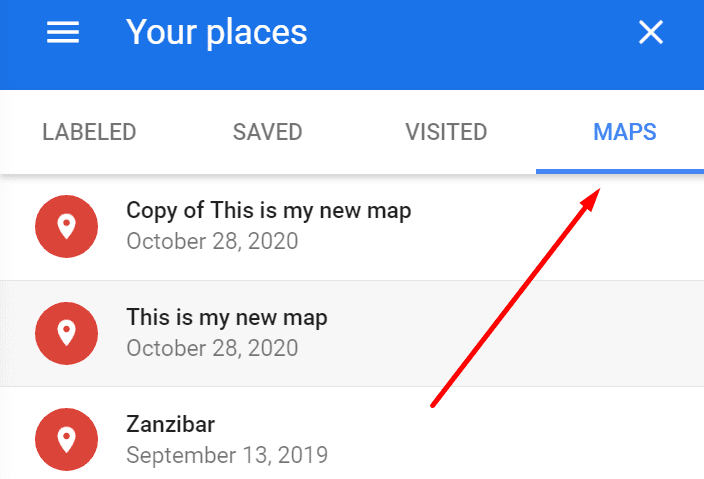 google maps saved routes
