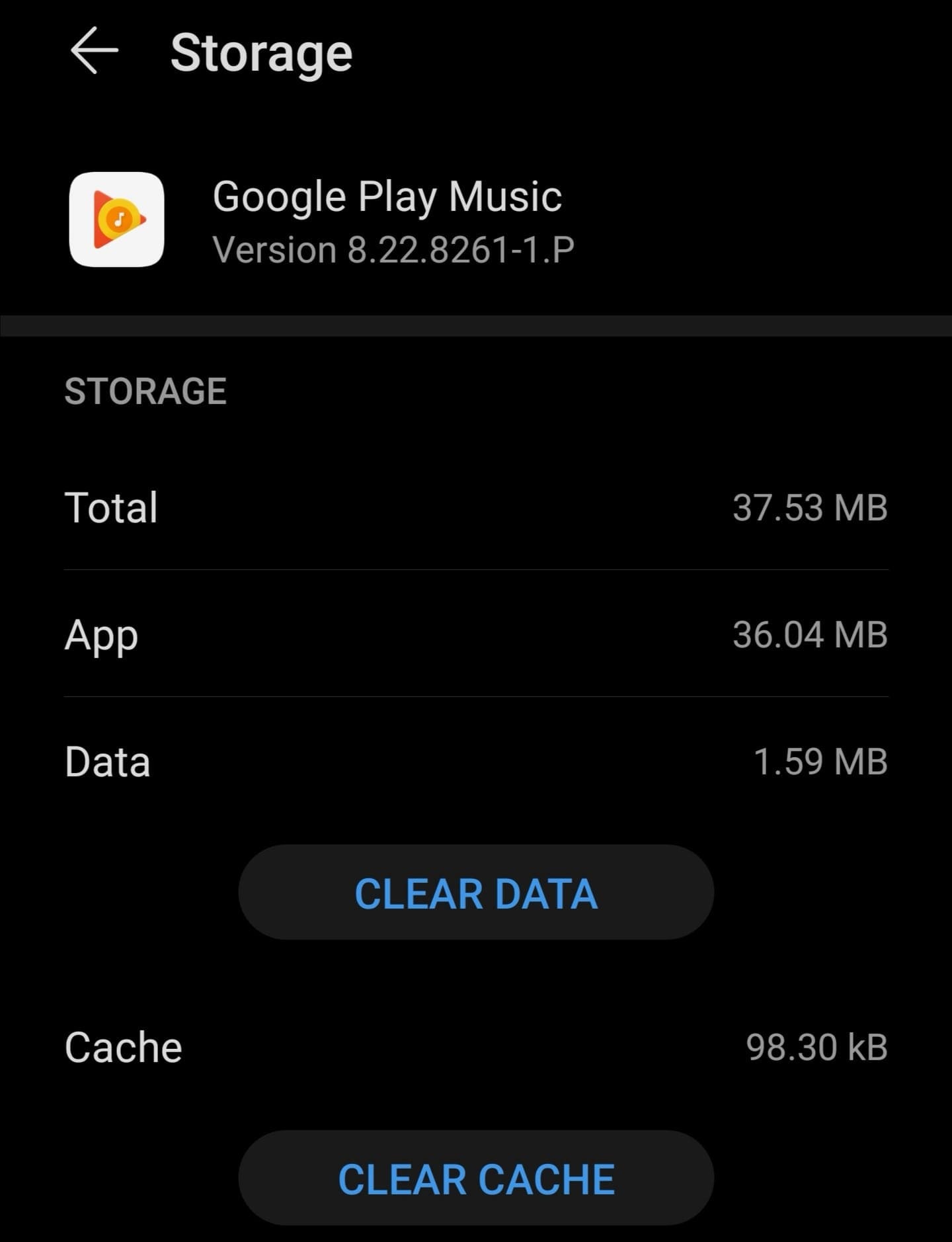 google play music clear cache