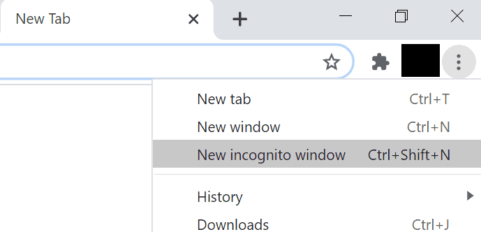 new incognito window browser