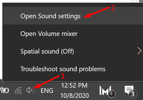 open sound settings windows 10