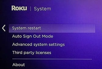 restart roku device