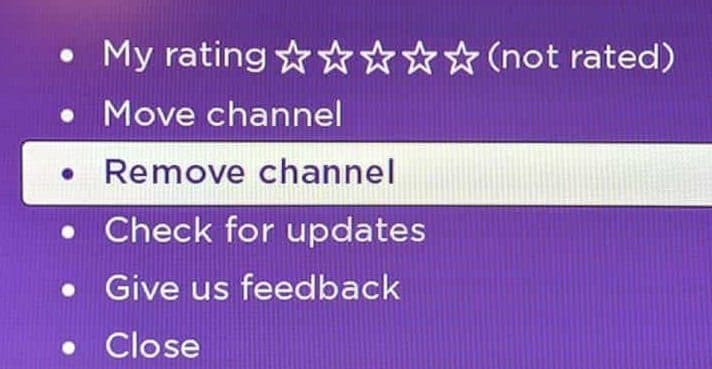 roku remove channel