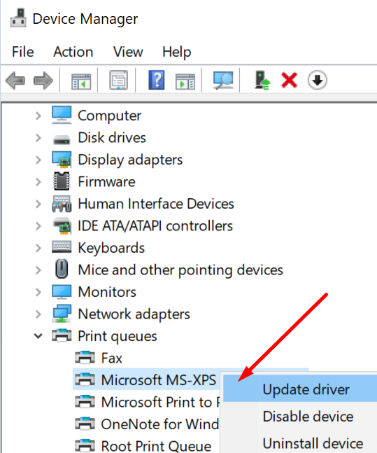 update microsoft xps printer drivers