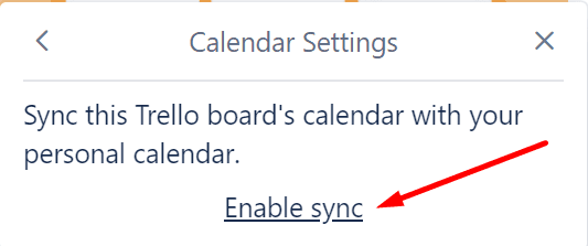 enable trello calendar syncing