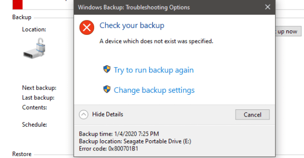 Troubleshooting Error 0X800701B1 on Windows 10