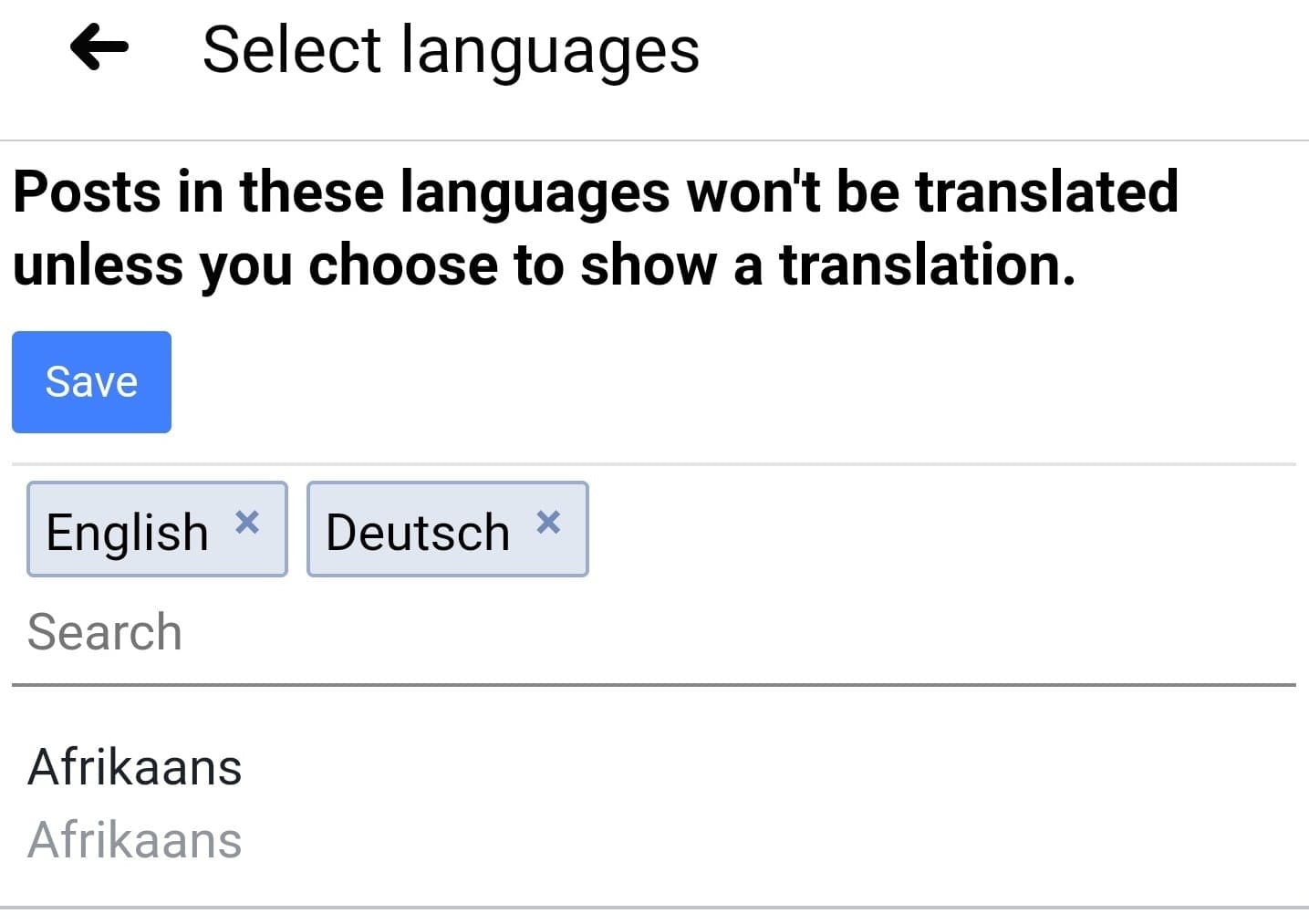 facebook language translation settings