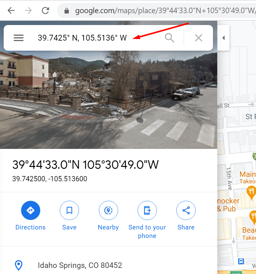 google maps coordinates search