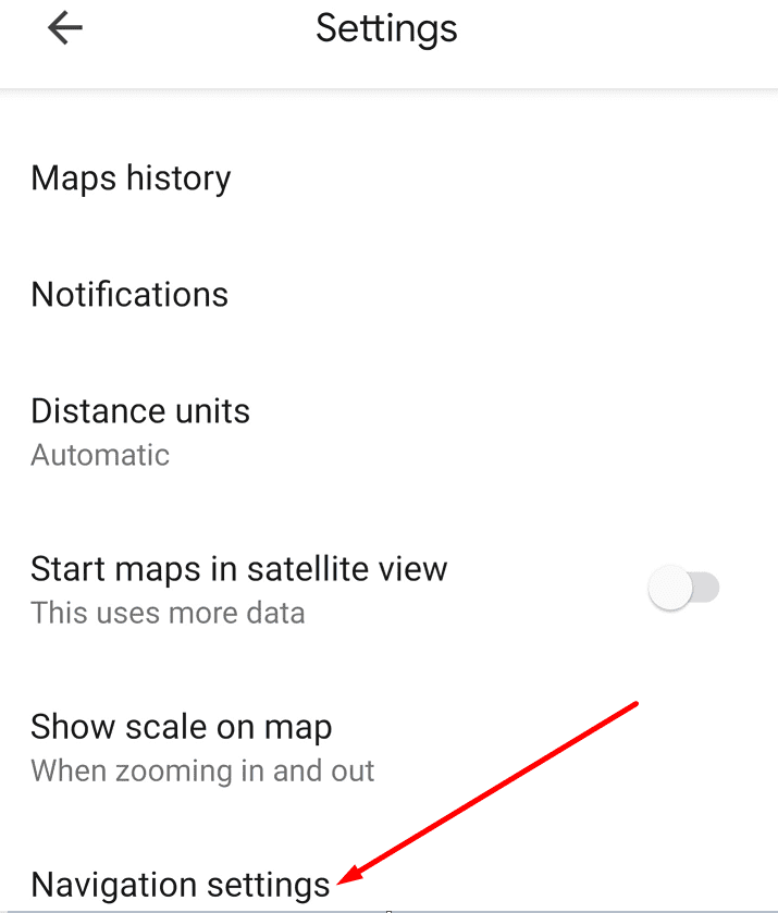 configuración de navegación mapas de google