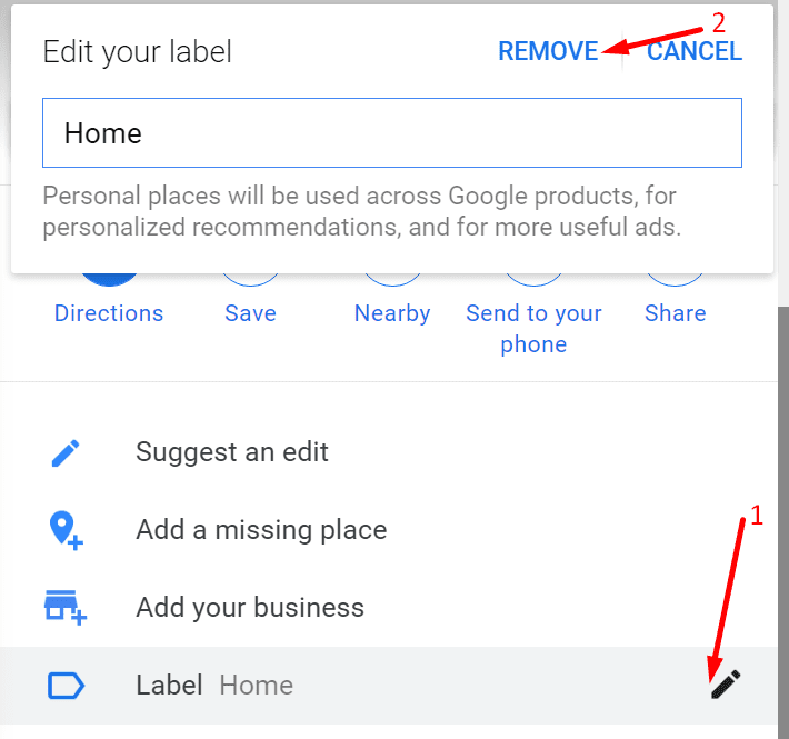 remove google maps label