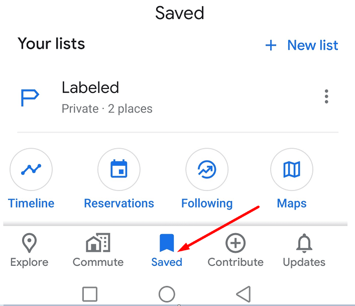 saved labels google maps mobile