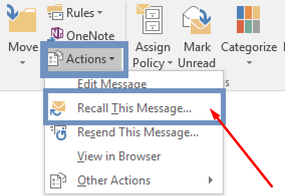Recall This Message outlook