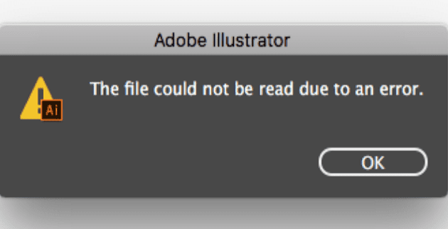 adobe illustrator file could not be read due to an error