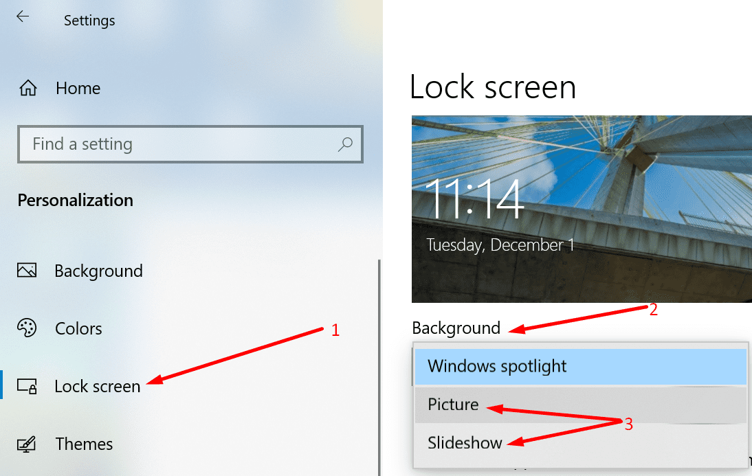 change lock screen background windows 10