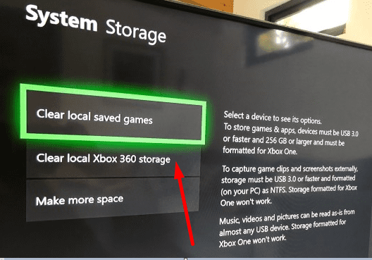 clear local xbox 360 storage