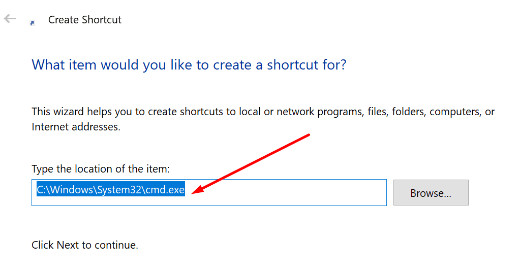 create cmd shortcut