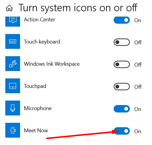 deshabilitar reunirse ahora en la configuración de Windows 10