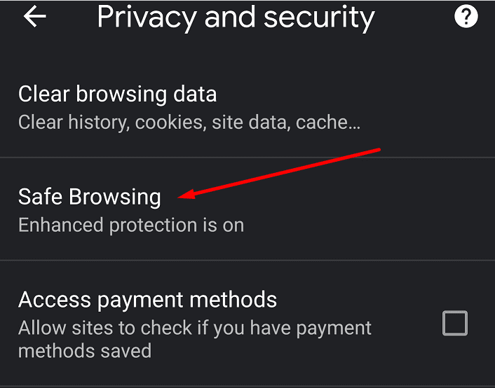 chrome safe browsing android