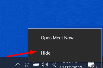 hide meet now taskbar