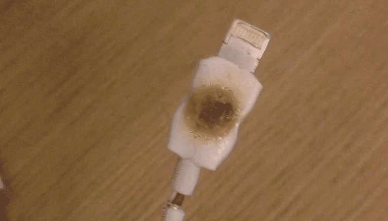 melted iphone charger