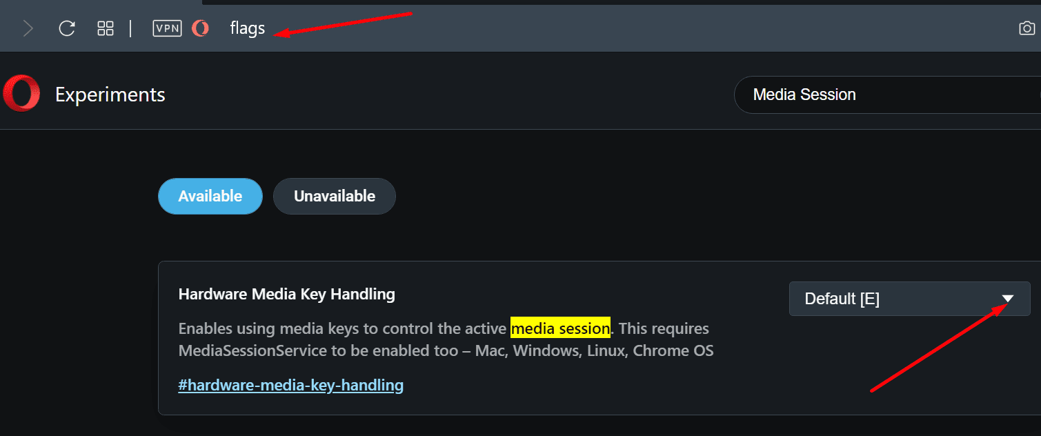opera disable hardware media key handling