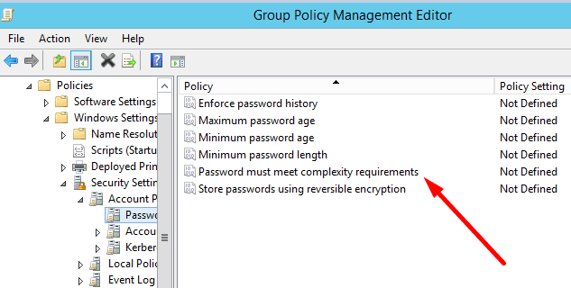 password complexity group policy