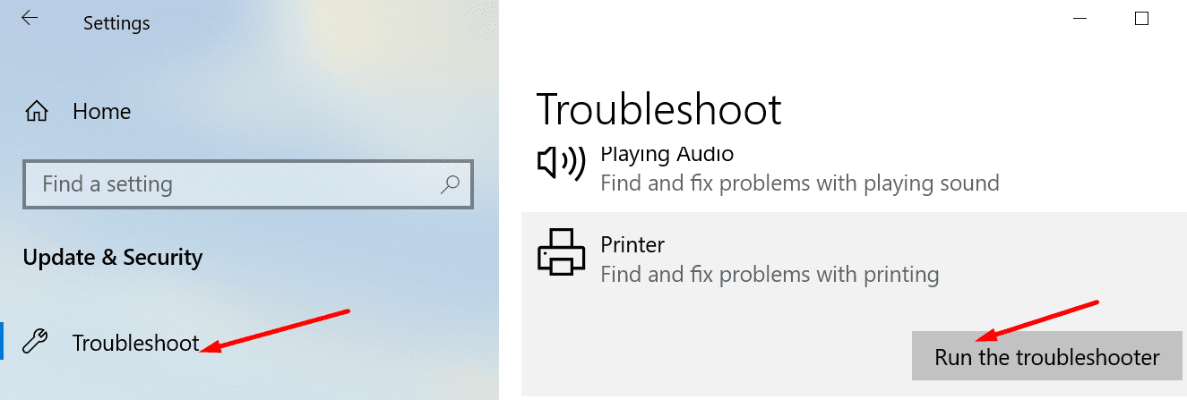 run printer troubleshooter pc