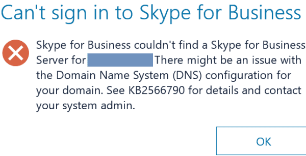 Fix Skype for Business Couldn’t Find a Server