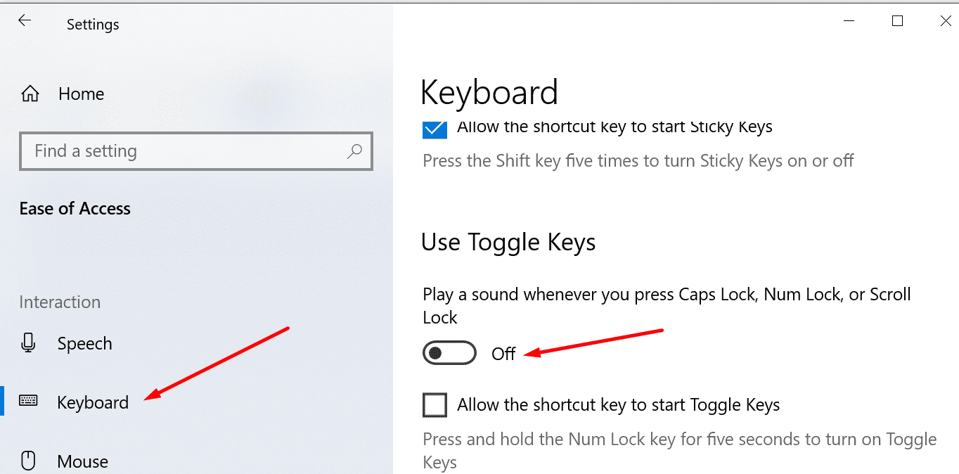 Windows 10: Disable Caps Lock Notifications - Technipages