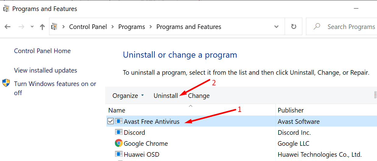 remove avast from chrome