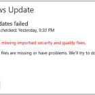 windows 10 your device is missing important updates