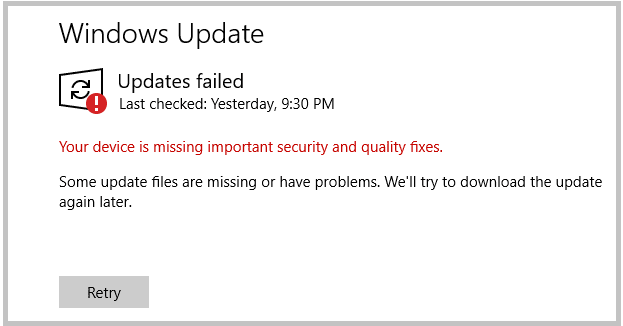 actualización de Windows importante o posiblemente no