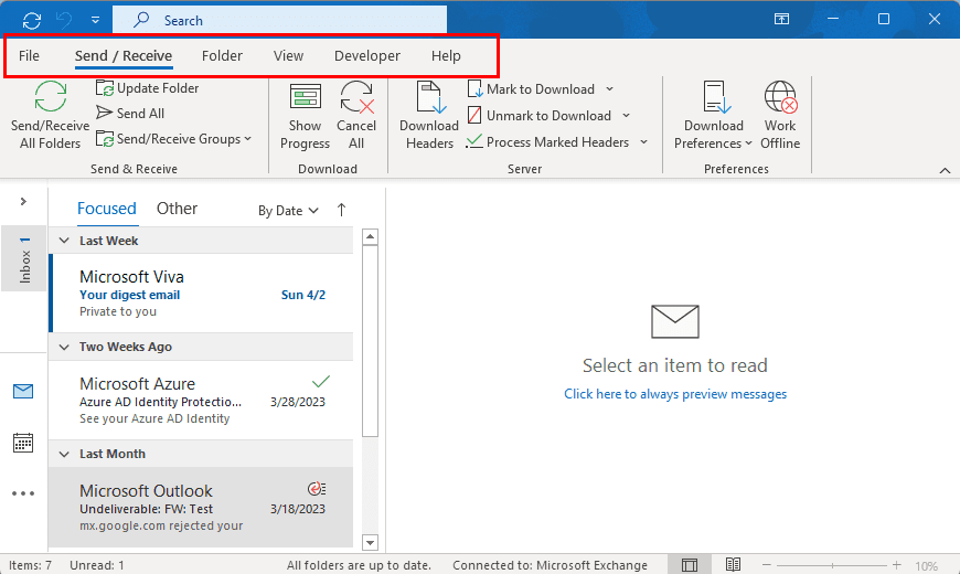Microsoft Outlook Home menu missing issue