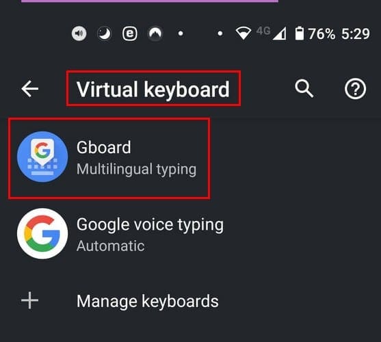 keyboard size settings