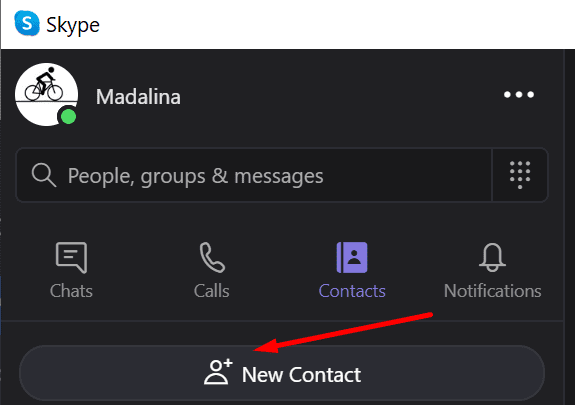add new skype contact