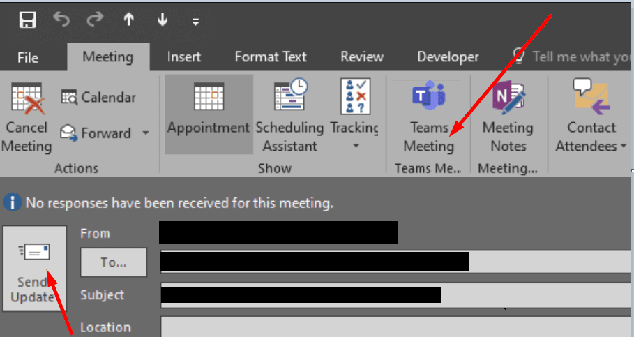 convert existing outlook meeting to teams meeting