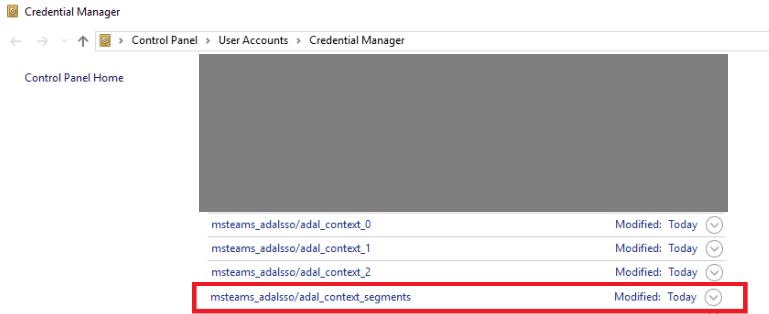 credential manager ms teams