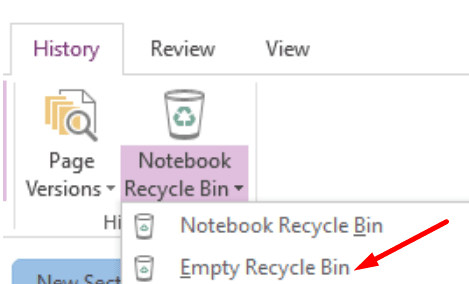 empty onenote recycle bin