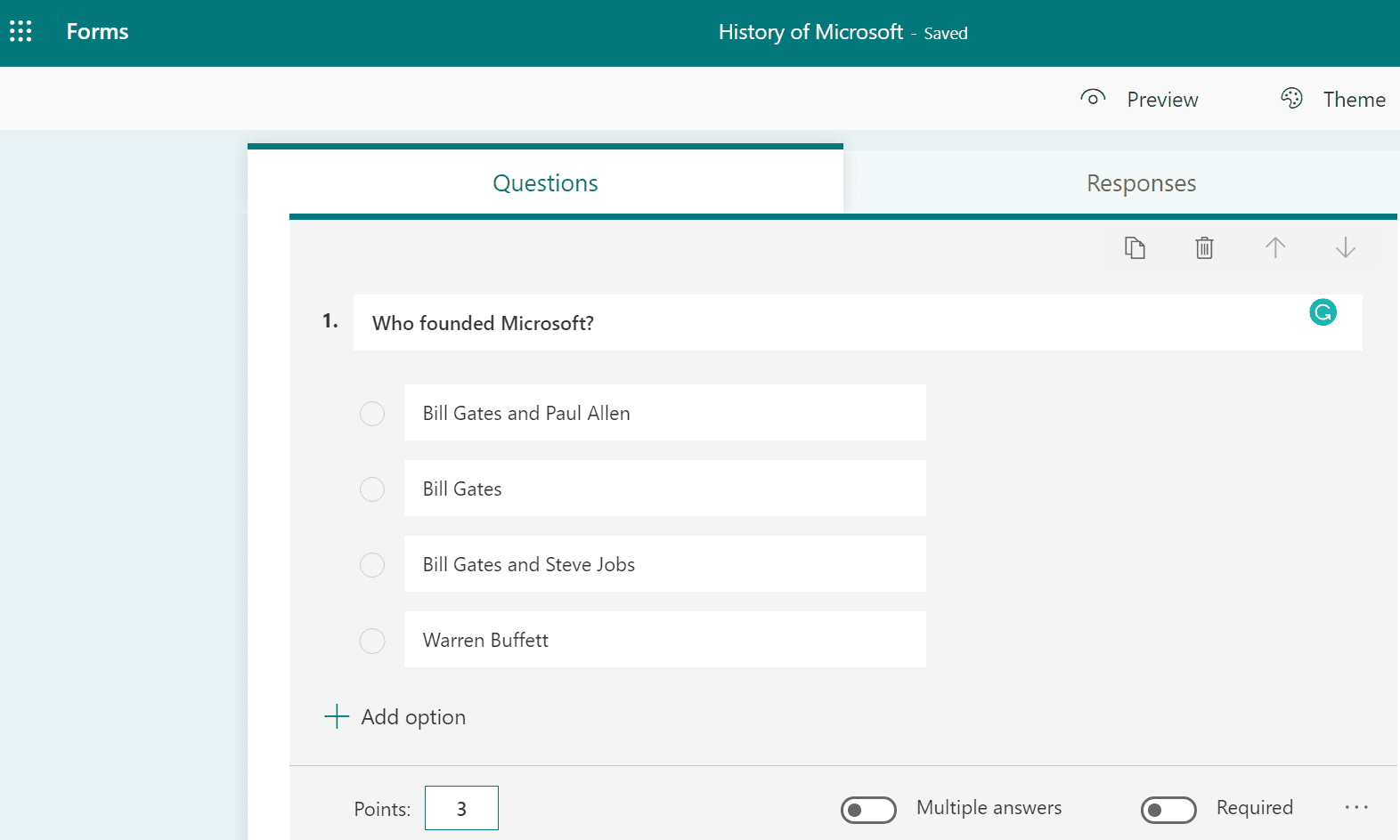 microsoft forms quiz questions