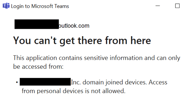 microsoft teams error can't get there from here