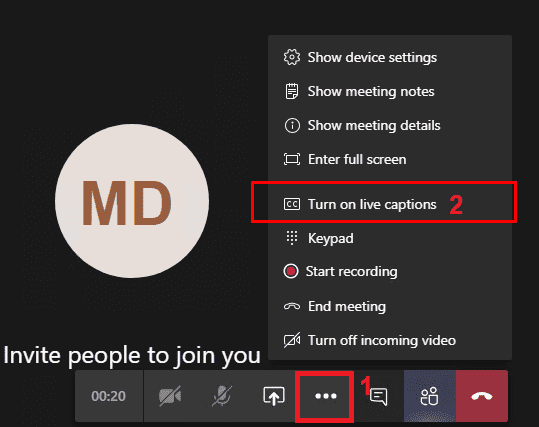 microsoft teams enable live captions