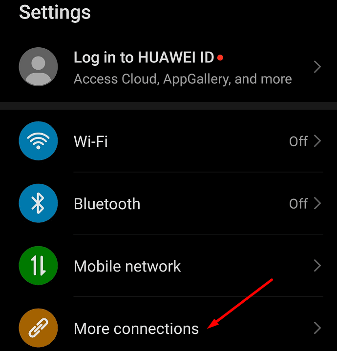 more connections android settings