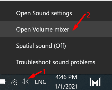 open volume mixer windows 10