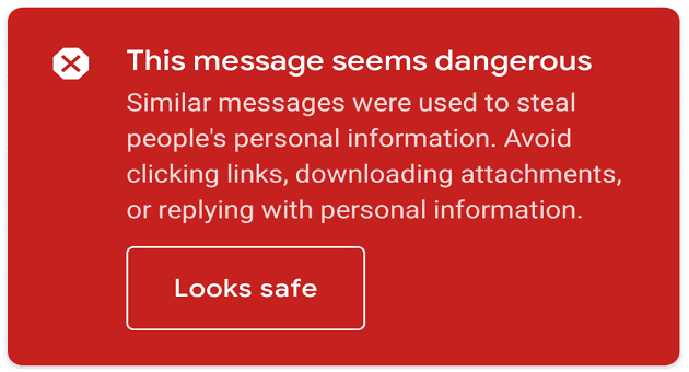 this message seems dangerous gmail