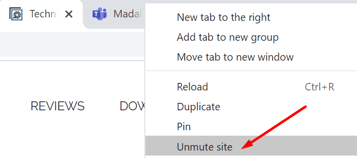 unmute teams browser tab