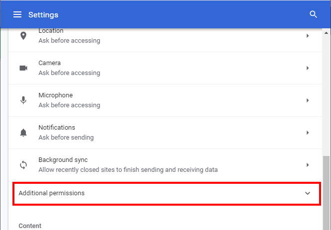 Chrome Additional permissions