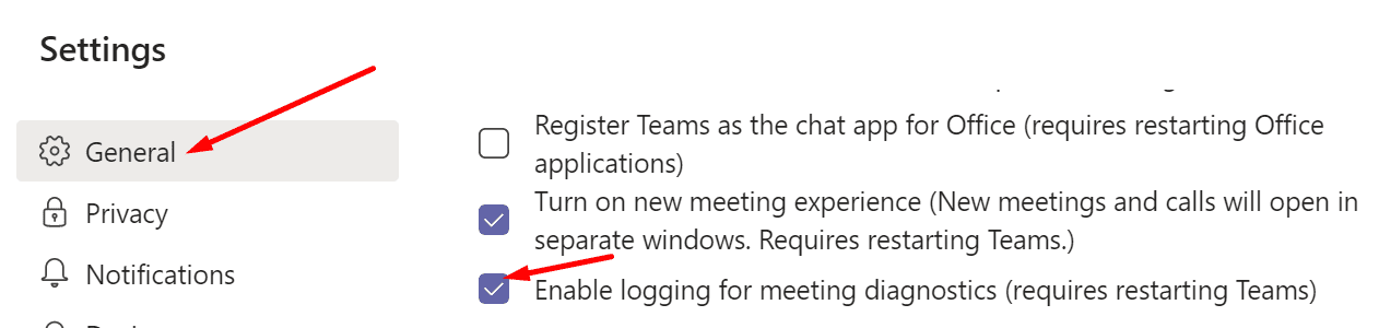 Enable Logging For Meeting Diagnostics microsoft teams