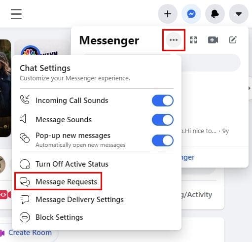 New message request facebook