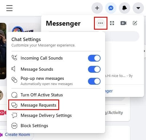 how to delete new message request on facebook messenger
